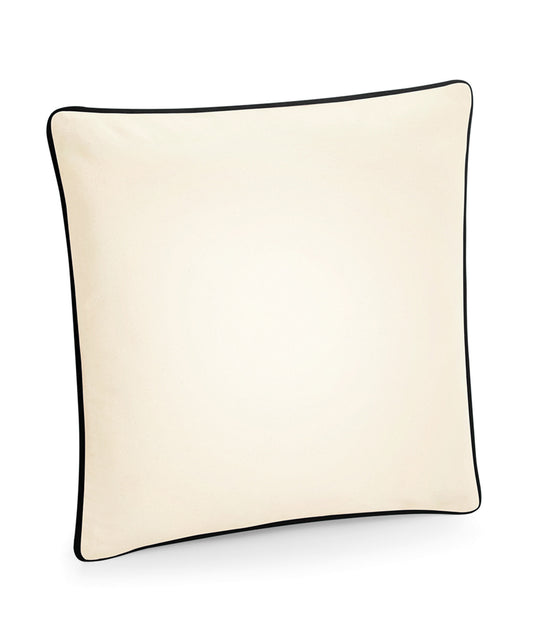 Westford Mill WM355 Fairtrade cotton piped cushion cover in Natural/Black