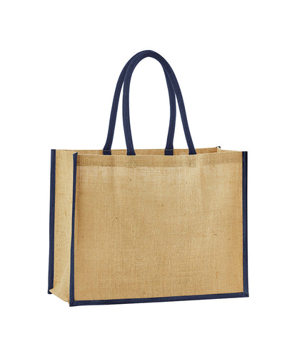 Westford Mill WM470 Natural starched jute classic shopper in Natural/Navy