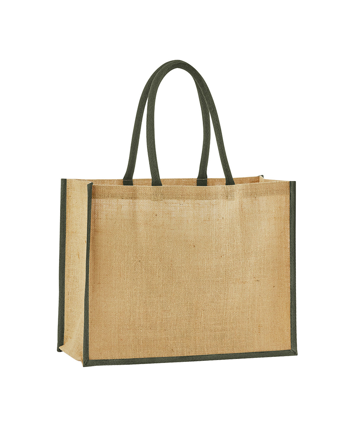 Westford Mill WM470 Natural starched jute classic shopper in Natural/Olive Green