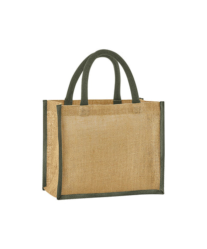 Westford Mill WM473 Natural starched jute midi tote in Natural/Olive Green