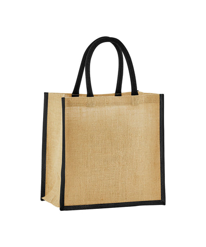 Westford Mill WM477 Natural starched jute mini gift bag in Natural/Black