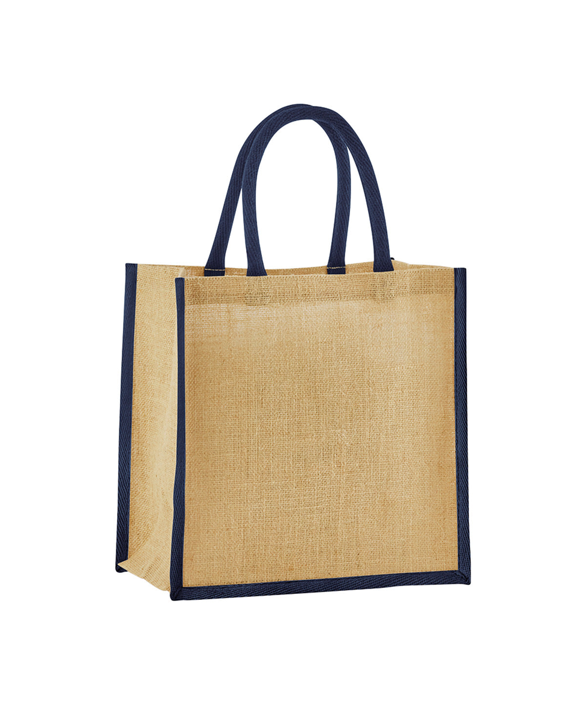 Westford Mill WM477 Natural starched jute mini gift bag in Natural/Navy