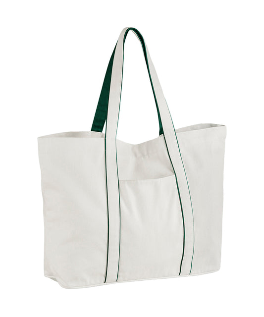 Westford Mill WM952 Courtside large tote in Soft White/Bottle Green