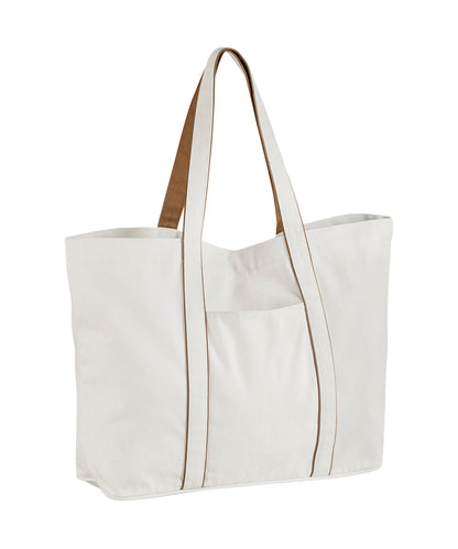 Westford Mill WM952 Courtside large tote in Soft White/Caramel