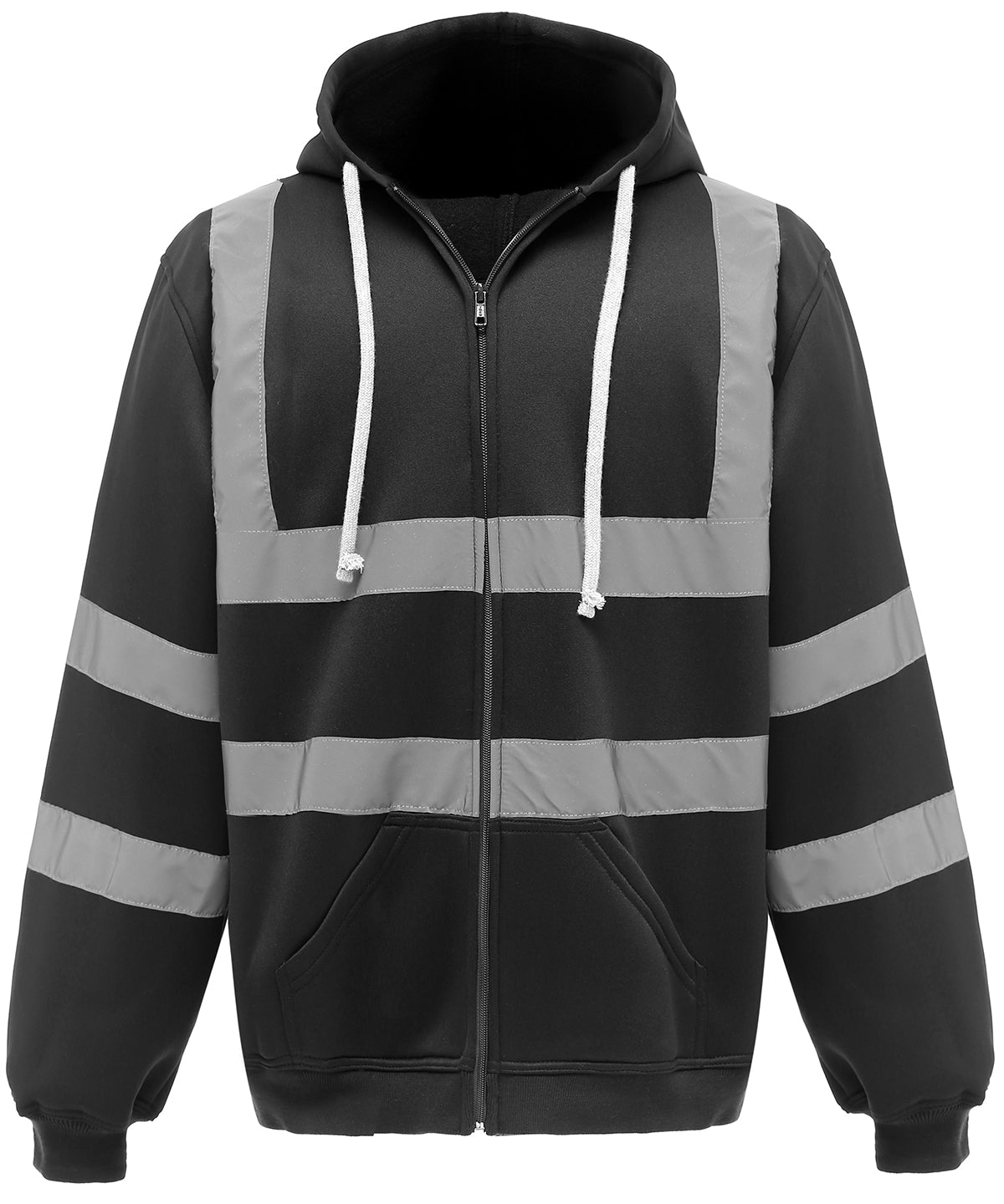 Yoko YK012 Hi-vis zip hoodie (HVK07) in Black