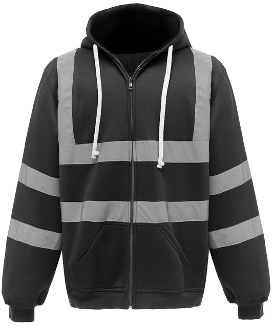 Yoko YK012 Hi-vis zip hoodie (HVK07) in Black