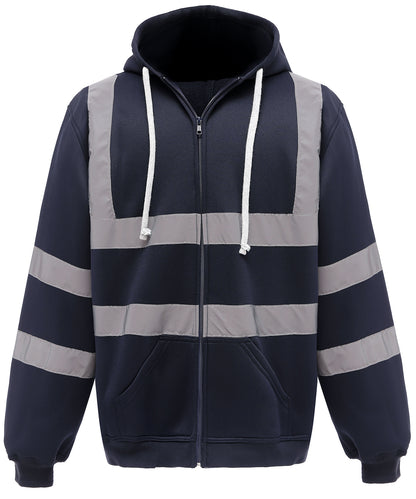 Yoko YK012 Hi-vis zip hoodie (HVK07) in Navy