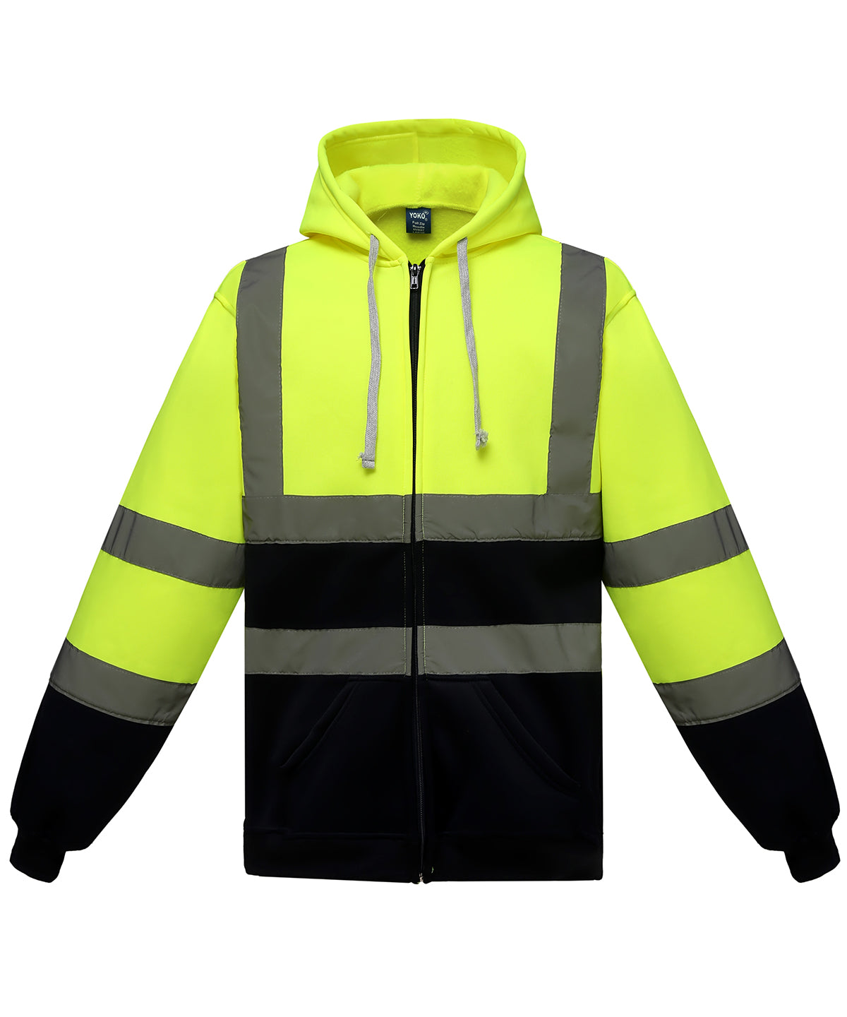 Yoko YK012 Hi-vis zip hoodie (HVK07) in Yellow/Navy