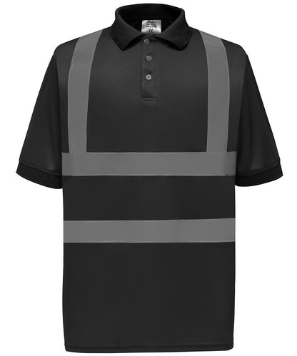 Yoko YK020 Hi-vis short sleeve polo (HVJ210) in Black