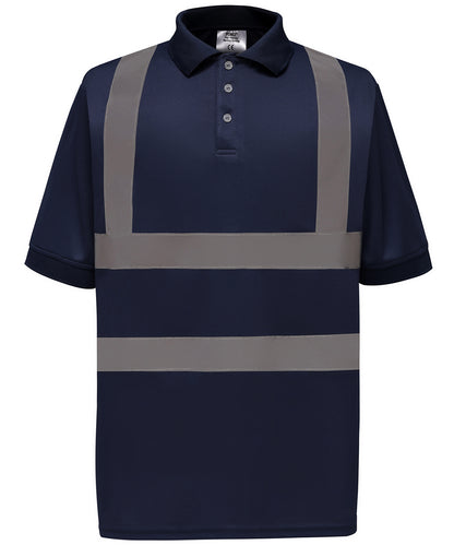 Yoko YK020 Hi-vis short sleeve polo (HVJ210) in Navy