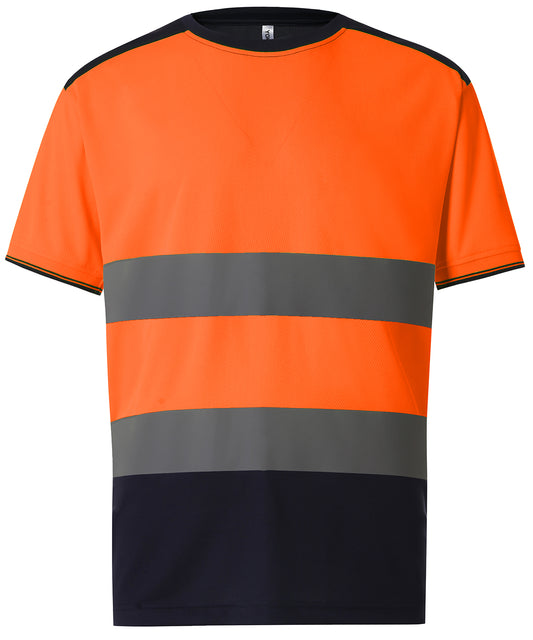 Yoko YK034 Hi-vis two-tone t-shirt (HVJ400) in Orange/Navy