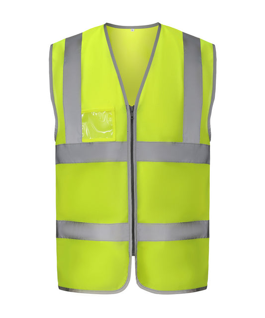 Yoko YK056 Hi-vis zip ID reflective border waistcoat (HVW103) in Hi-vis Yellow