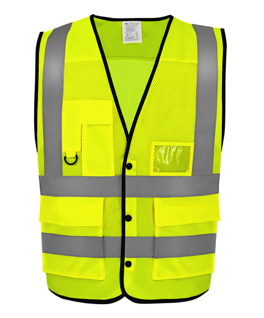 Yoko YK057 Hi-vis superior open mesh button waistcoat (HVW860) in Hi-vis Yellow