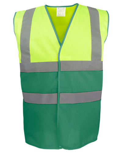 Yoko YK107 Hi-vis two-tone waistcoat (HVW122) in Hi-vis Yellow/Paramedic Green