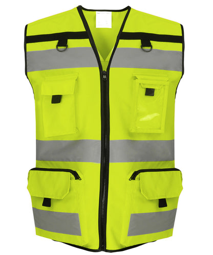 Yoko YK108 Hi-vis ripstop tool vest (HVW108) in Hi-vis Yellow