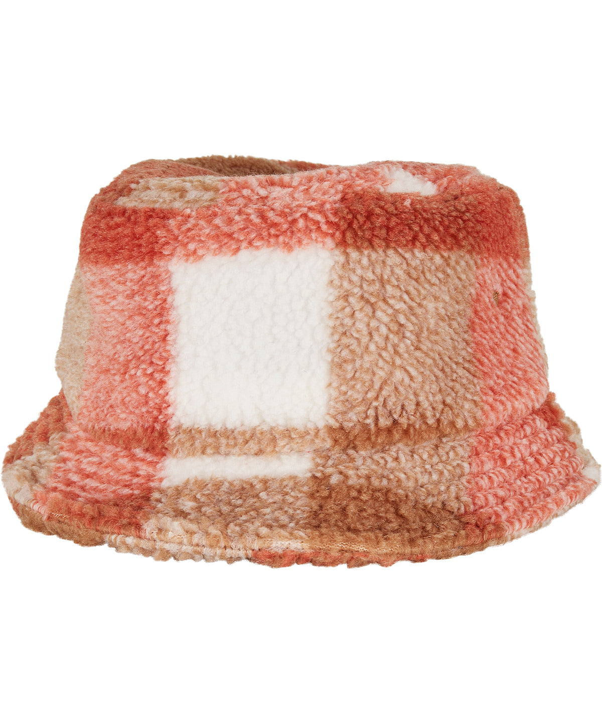 Flexfit by Yupoong YP205 Sherpa check bucket hat (5003SC) in White Sand/Toffee