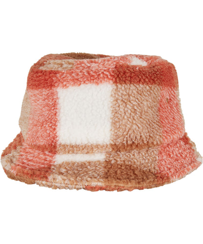 Flexfit by Yupoong YP205 Sherpa check bucket hat (5003SC) in White Sand/Toffee