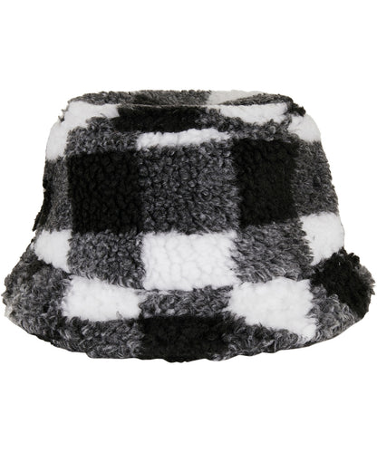 Flexfit by Yupoong YP205 Sherpa check bucket hat (5003SC) in White/Black