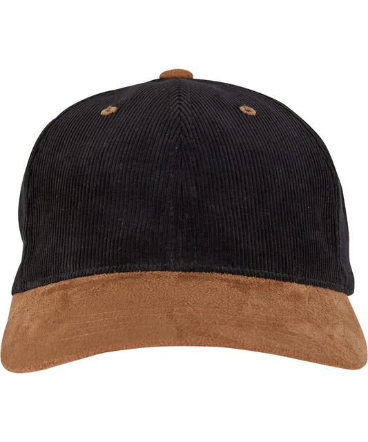 Flexfit by Yupoong YP262 Corduroy classic suede cap (9279) in Black/Caramel