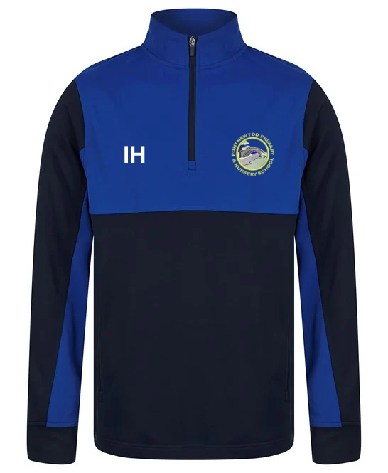 Pontnewydd Primary Staff - 1/4 Zip Navy w/ Royal Blue