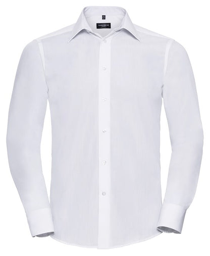 Long sleeve polycotton easy care fitted poplin shirt