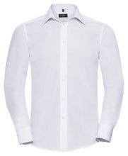 Load image into Gallery viewer, Long sleeve polycotton easy care fitted poplin shirt
