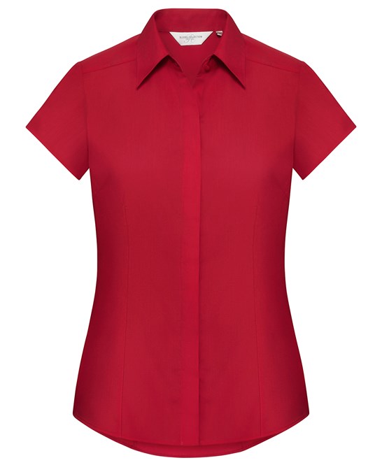 Women's cap sleeve polycotton easy care fitted poplin shirt