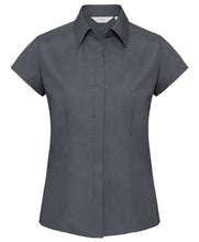 Load image into Gallery viewer, Women&#39;s cap sleeve polycotton easy care fitted poplin shirt
