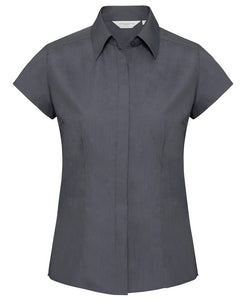 Women's cap sleeve polycotton easy care fitted poplin shirt