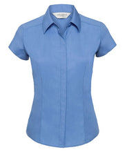 Load image into Gallery viewer, Women&#39;s cap sleeve polycotton easy care fitted poplin shirt
