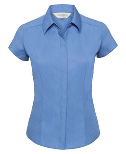 Women's cap sleeve polycotton easy care fitted poplin shirt