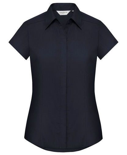 Women's cap sleeve polycotton easy care fitted poplin shirt