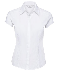 Women's cap sleeve polycotton easy care fitted poplin shirt