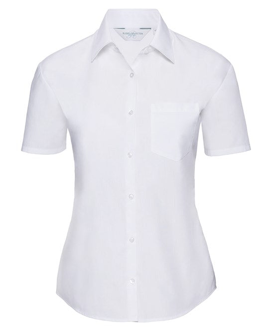 Russell Athletic Collection J935F Women's short sleeve polycotton easycare poplin shirt in Black