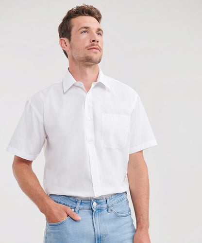 Short sleeve polycotton easy care poplin shirt