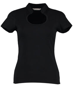 Women's corporate top keyhole neck