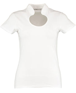 Women's corporate top keyhole neck