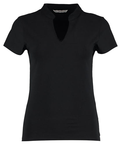 Women's corporate short-sleeved top v-neck mandarin collar