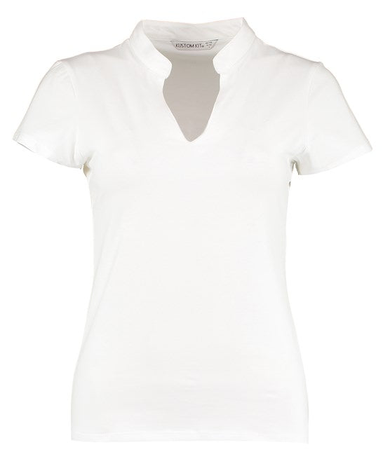 Women's corporate short-sleeved top v-neck mandarin collar