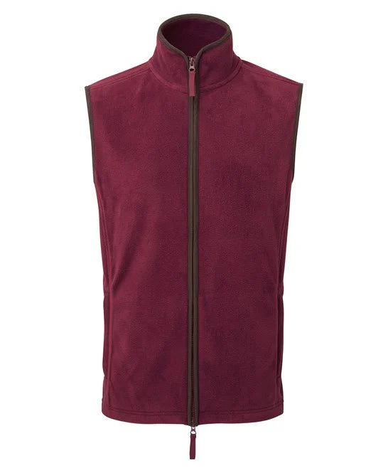 Premier PR803 Artisan fleece gilet in Burgundy/Brown