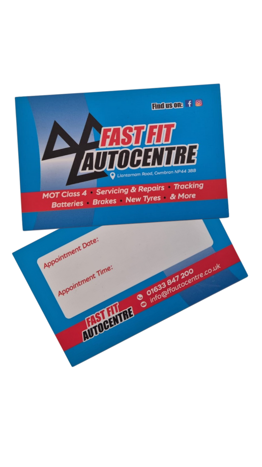 x1,000 Appointment Cards - Fast Fit